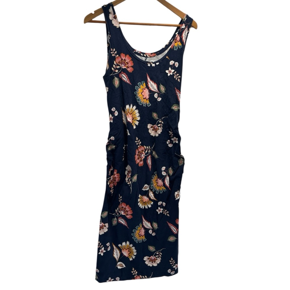 Old Navy Floral Print Midi maternity Dress - Navy and Multicolor size large